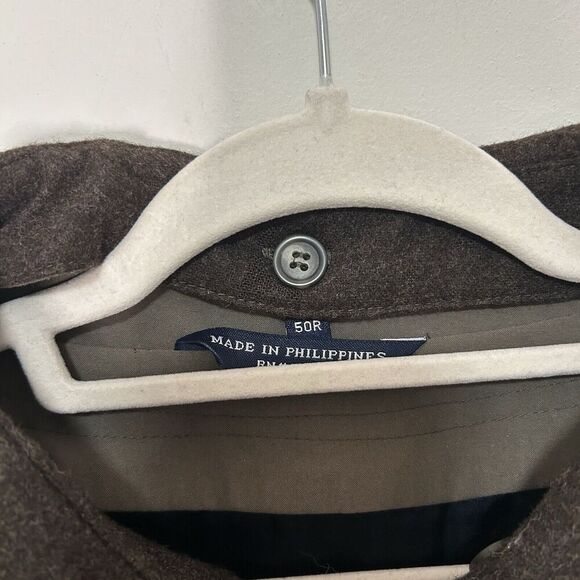 Vintage Ralph Lauren Trench Coat Mens 50R Wool Blend Lined Belted Brown Collared - Picture 3 of 16